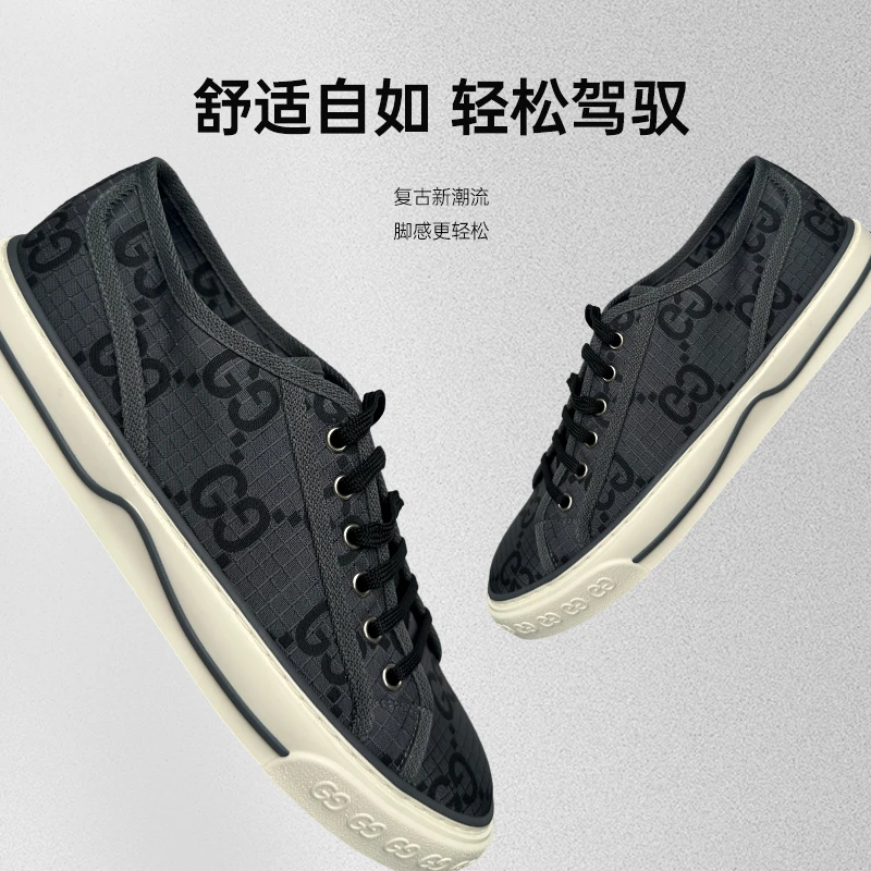 未使用 GUCCI/古驰 1977圆头系带厚底时尚夏季低帮透气板鞋