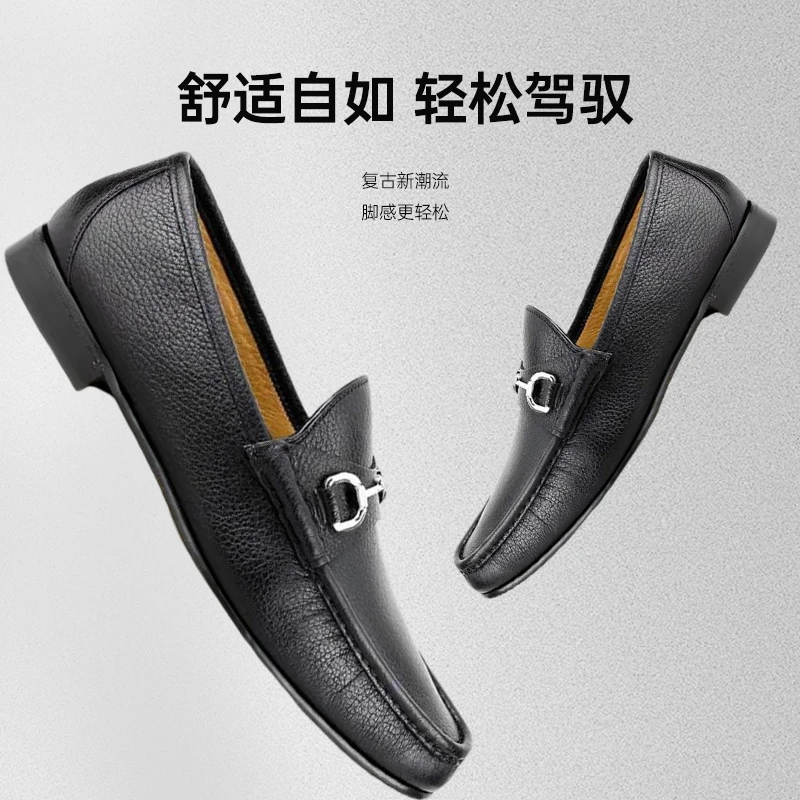 全新未使用 GUCCI古驰皮革经典马衔扣乐福鞋夏季软底复古脚感男士
