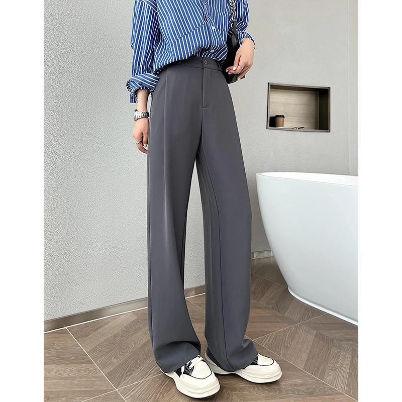 高腰西装阔腿裤女春秋显瘦休闲垂感韩版百搭小个子宽松窄版拖地裤