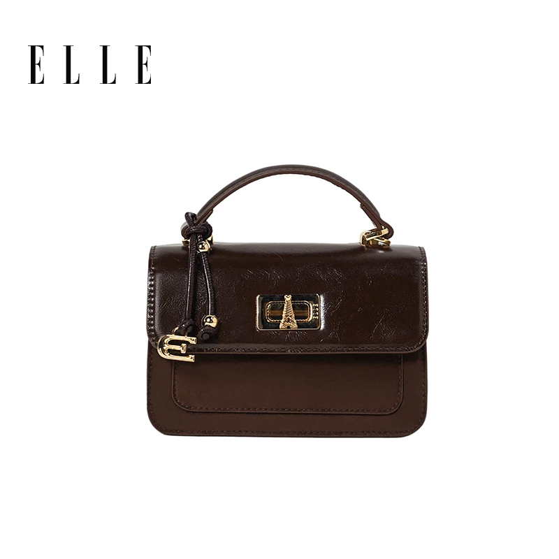 ELLE24年新款女士凯丽包简约压纹潮流单肩包时尚轻奢46614