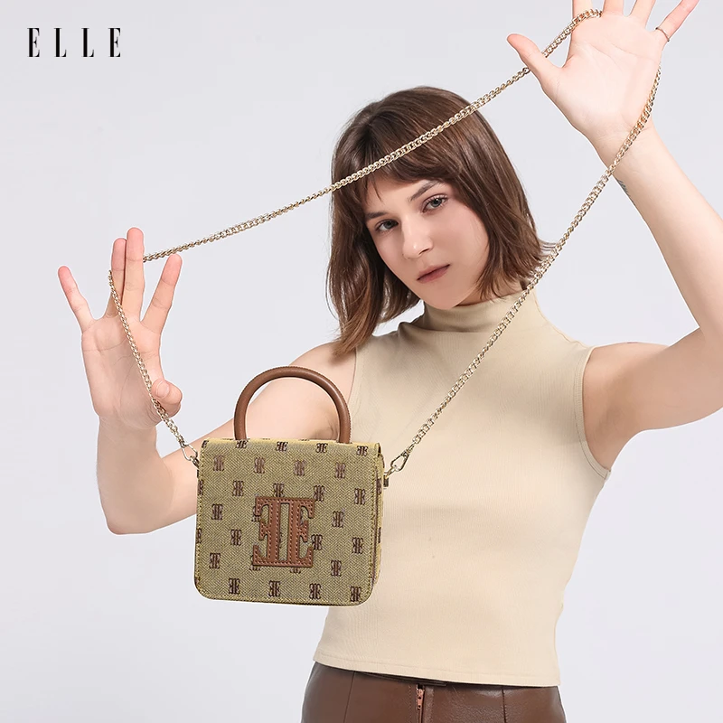 ELLE25年新款时装周走秀款老花时尚包包百搭休闲单肩包包46042