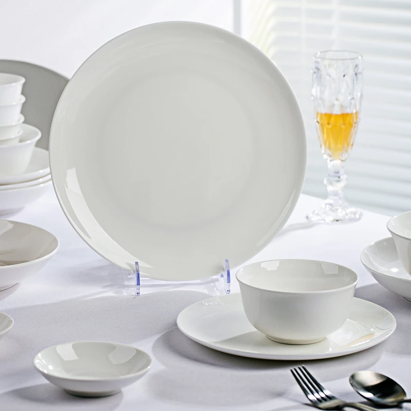 纯白10英寸月光浅盘1个装景德镇家用盘子餐具釉下彩食品级西餐盘