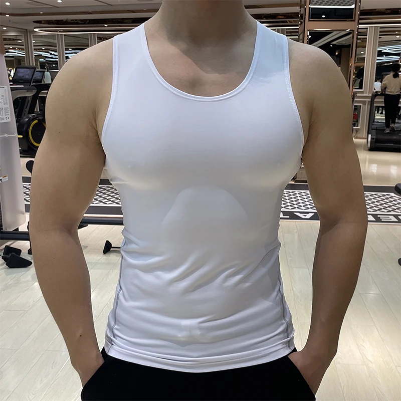 运动背心男士透气弹力速干无袖跑步训练坎肩紧身健身衣内穿打底衫