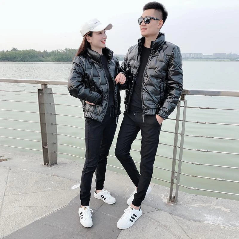波司澄羽绒服2024冬季新款情侣羽绒男短款轻薄立领亮面衣服休闲帅