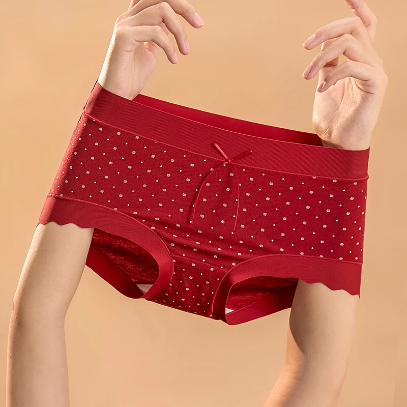2025蛇年本命年红色内裤女款纯棉抗菌裆大码中高腰舒适秋冬包臀裤