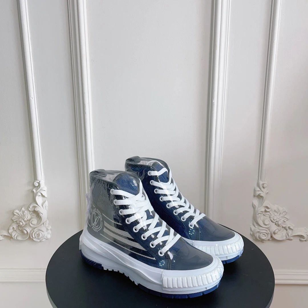 LOUIS VUITTON/路易威登 36码 Squad深蓝色舒适系带高帮休闲鞋