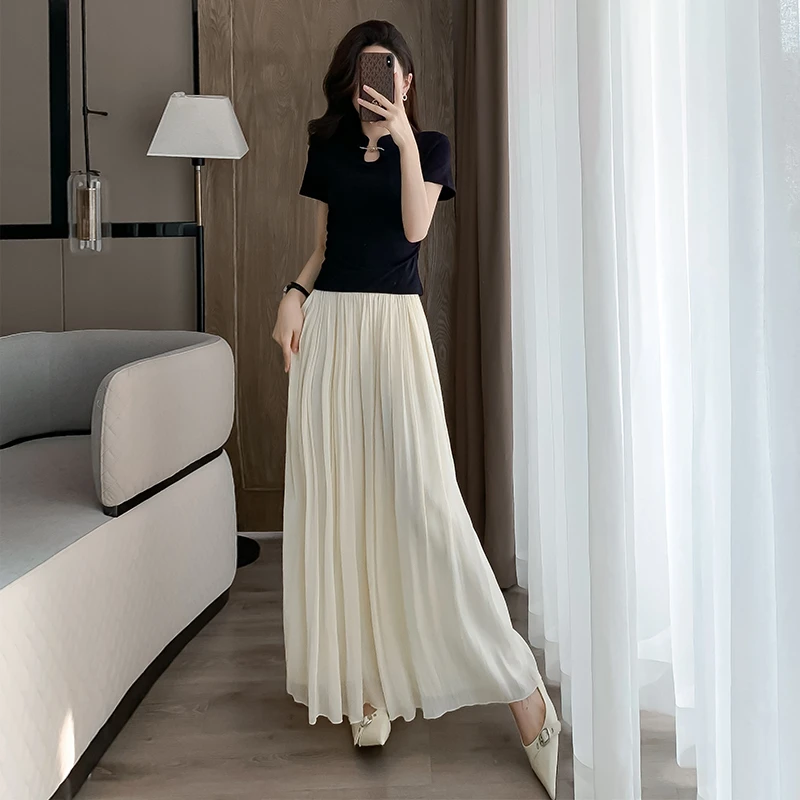 国风短袖套装女夏季法式气质高腰显瘦洋气时尚休闲阔腿裤裙两件套