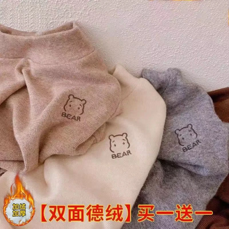 儿童德绒打底衫秋冬中小童半高领保暖内搭宝宝上衣男女童长袖T恤