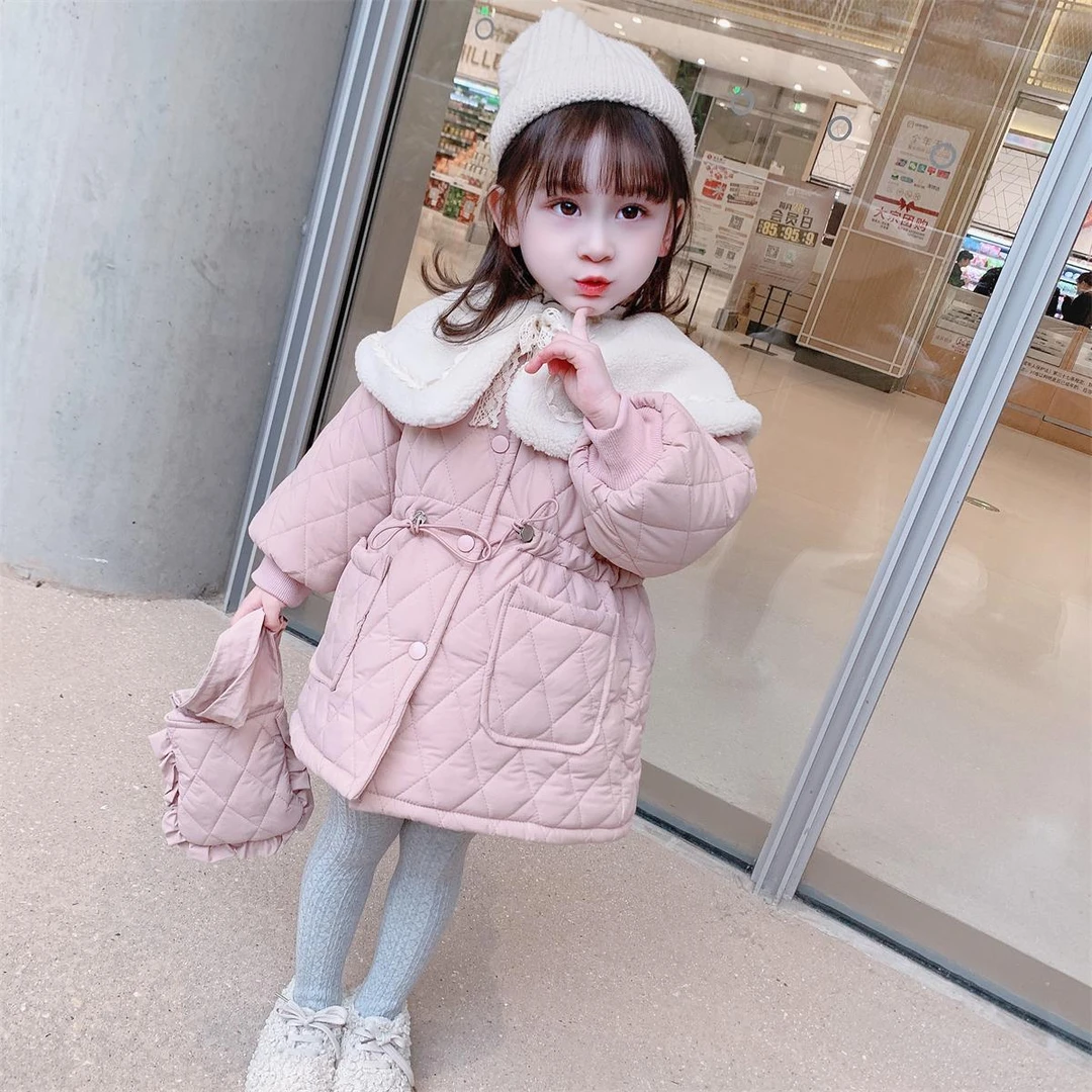 女童棉服外套2023冬季新款加棉加厚儿童洋气派克服中小童收腰棉衣
