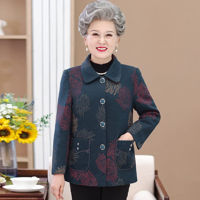 奶奶装春秋外套大码妈妈装老太太上衣中老年人秋冬款加绒外婆衣服