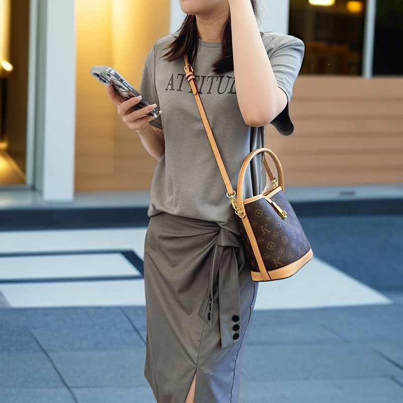 GUTIKOU女包手提水桶包洋气百搭单肩斜挎女包手拎小包