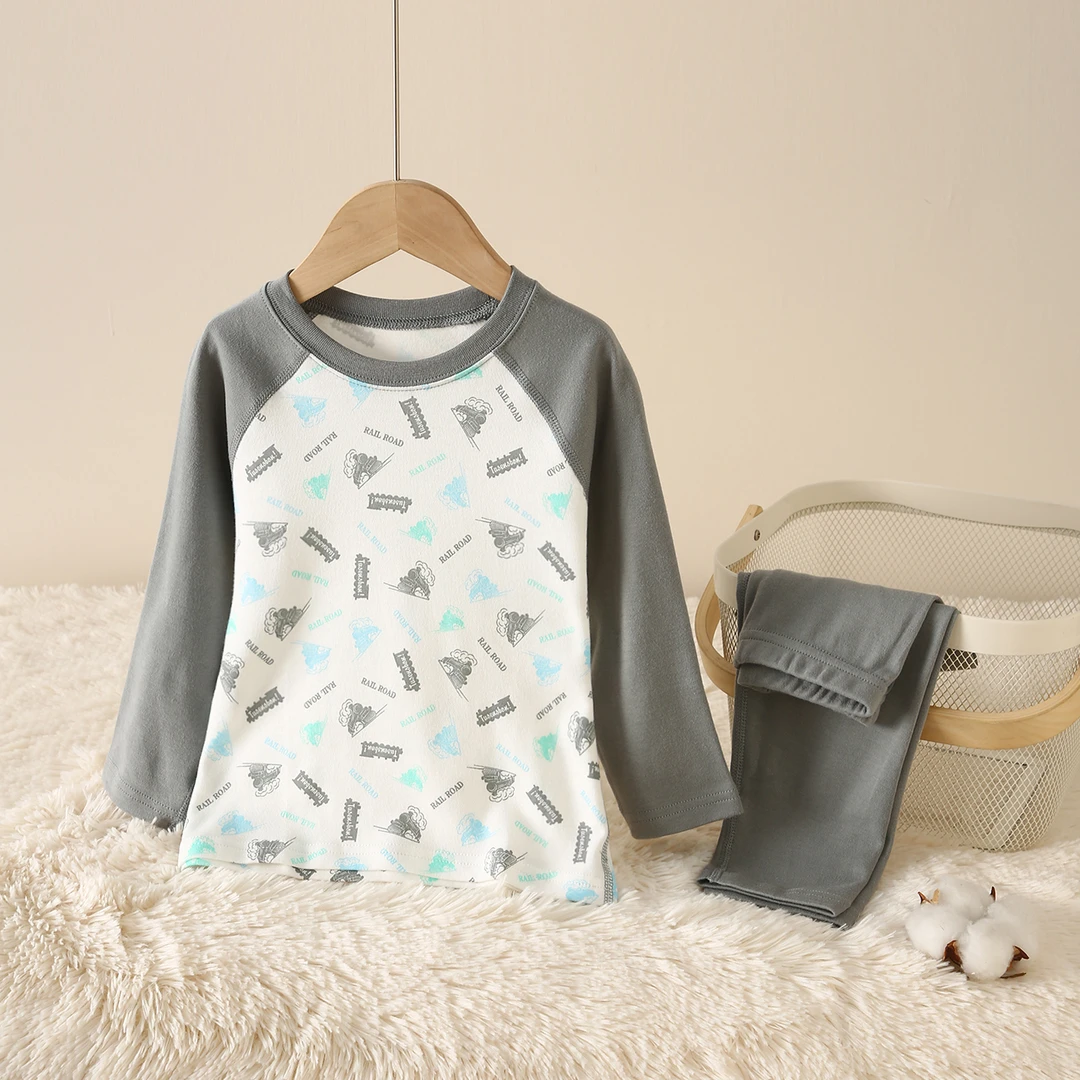 儿童纯棉睡衣家居服套装春秋宝宝男童内衣中大童全棉无骨男孩秋衣