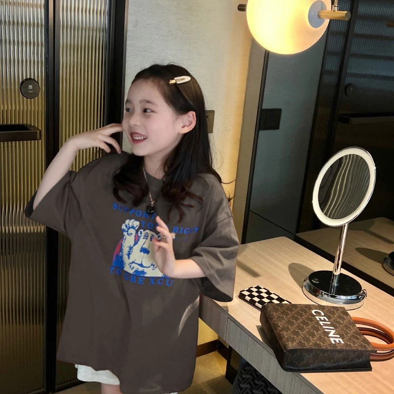 【100%纯棉】高品质童装女童夏装短袖t恤夏季小众潮牌儿童打底衫