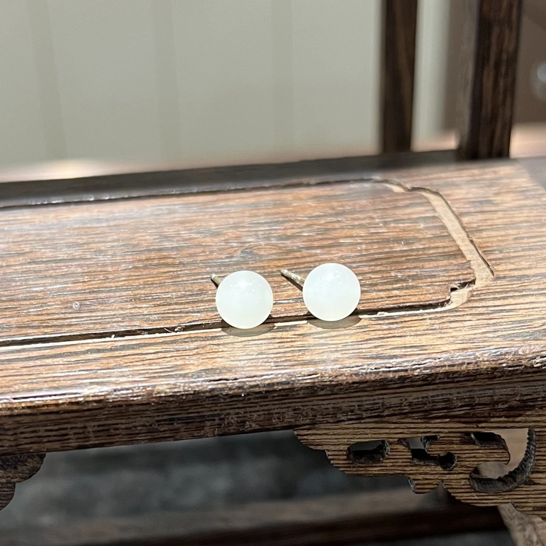 【中钰珠宝】密玉耳钉 银针S925银镶耳钉