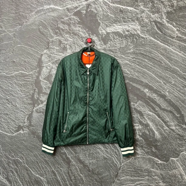 古驰Gucci/绿色暗纹满印双面穿外套/46码/99新/0767