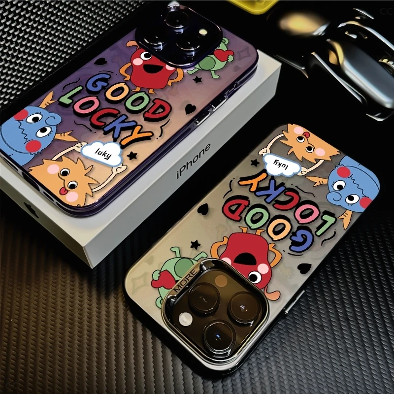 卡通英文iphone苹果15promax手机壳适用12/13/14高档11保护壳网红