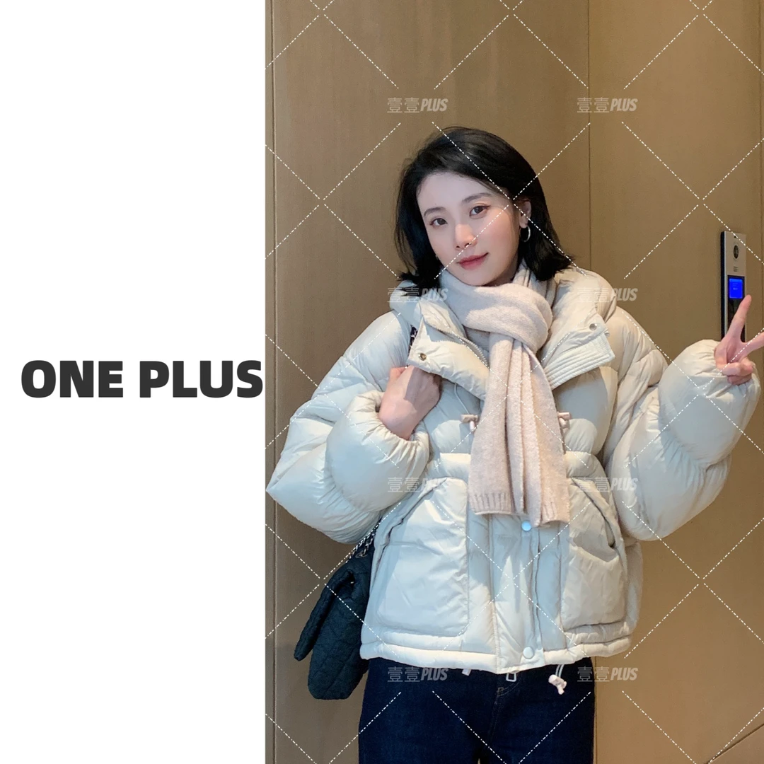 肯豆风90白鸭绒羽绒服女短款2024冬新款小个子面包服加厚泡芙外套