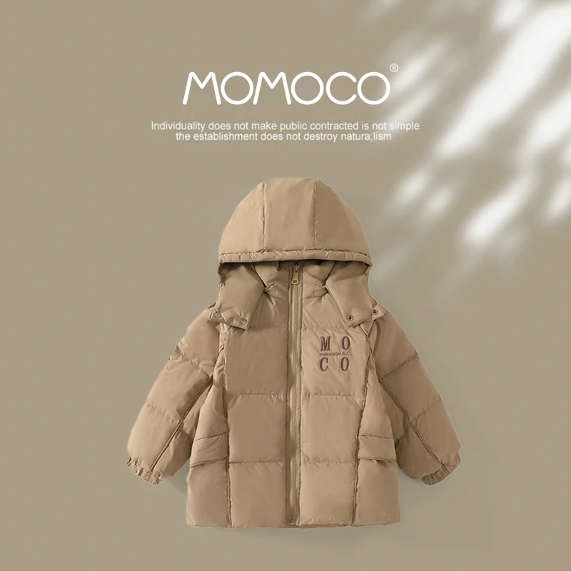 MOMOCO冬季新款男童简约连帽时尚潮流休闲羽绒服外套76430102020
