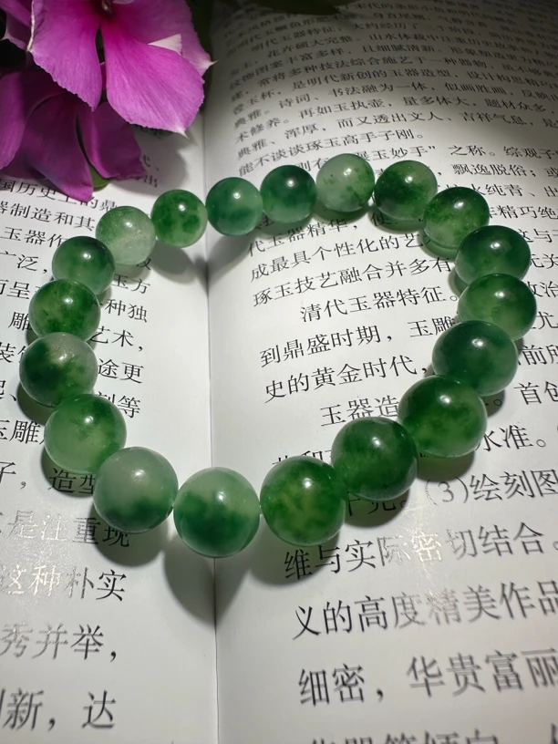 典藏 10mm19颗精品飘绿花手工DIY飘绿花珠串 弹力绳210