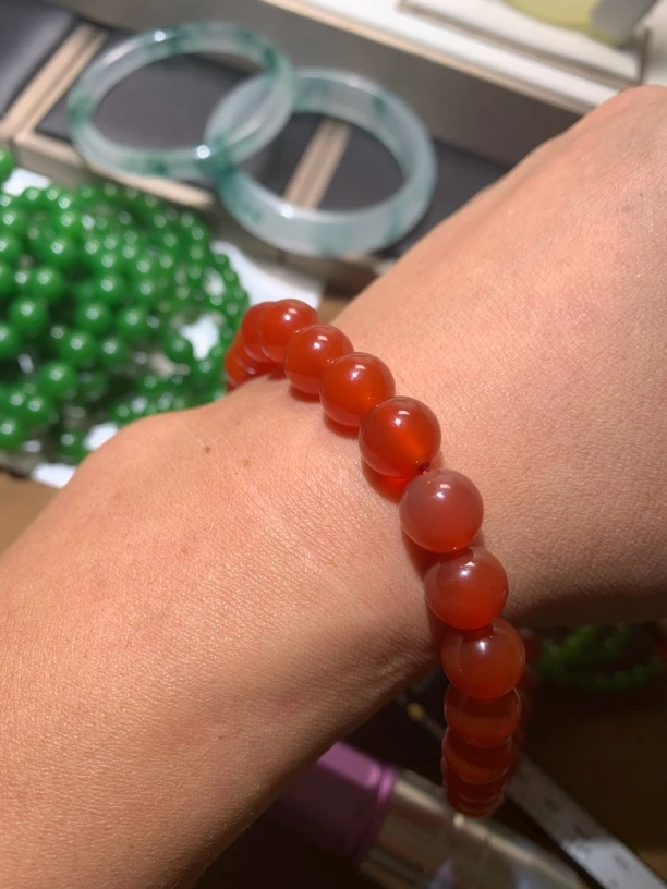 典藏 1008精品鸽血红色8mm颗手工DIY白珠串 弹力绳