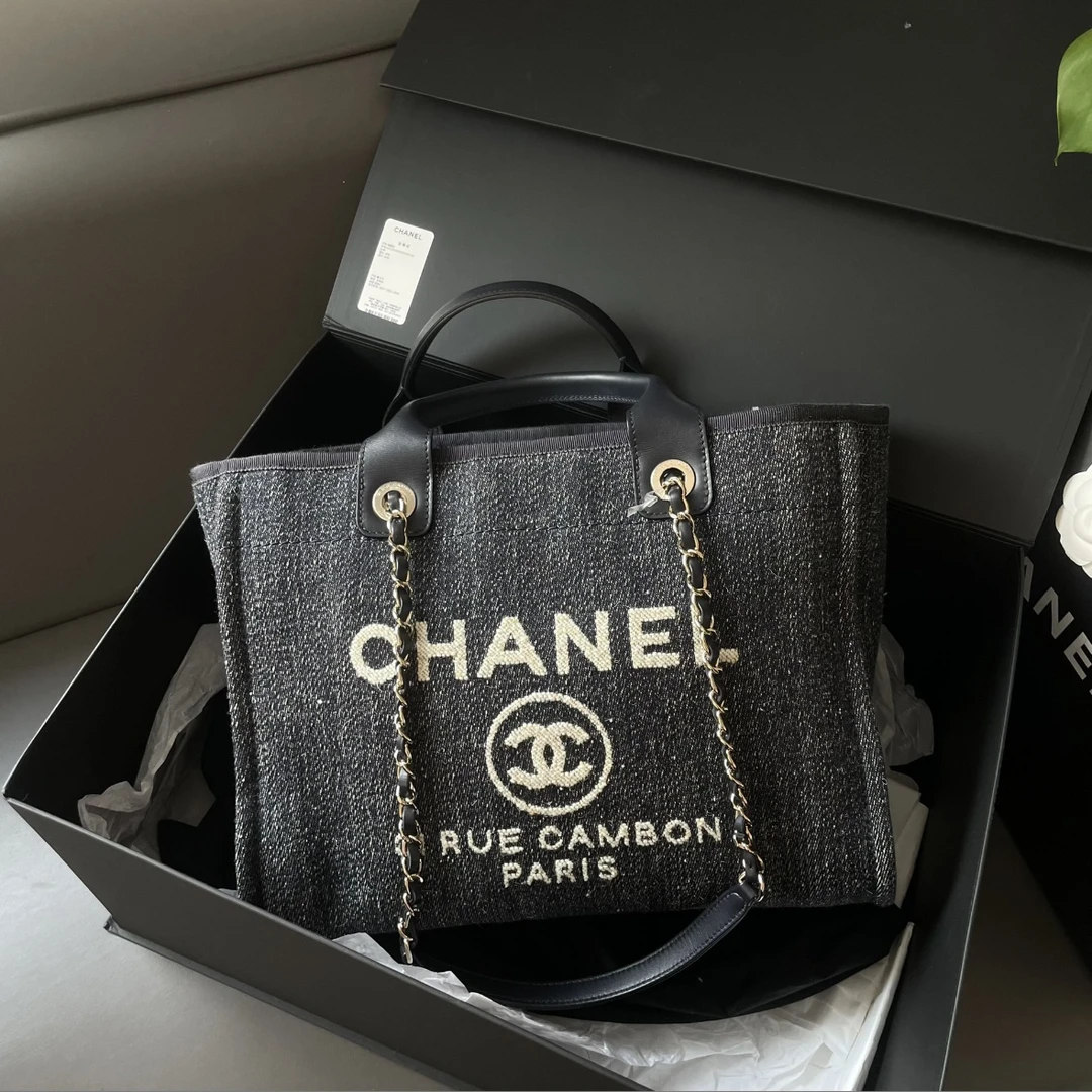 99新 Chanel/香奈儿 牛仔蓝小号 沙滩包