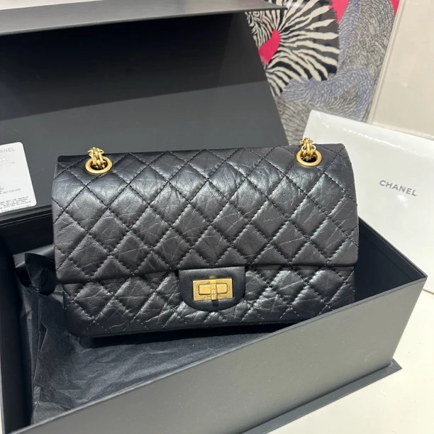 全新未使用  Chanel/香奈儿经典黑金2.55斜挎包 芯片