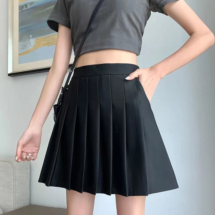 洋气新款百褶裙显瘦短裙穿搭高腰a字裙小个子学院风百搭半身裙A字