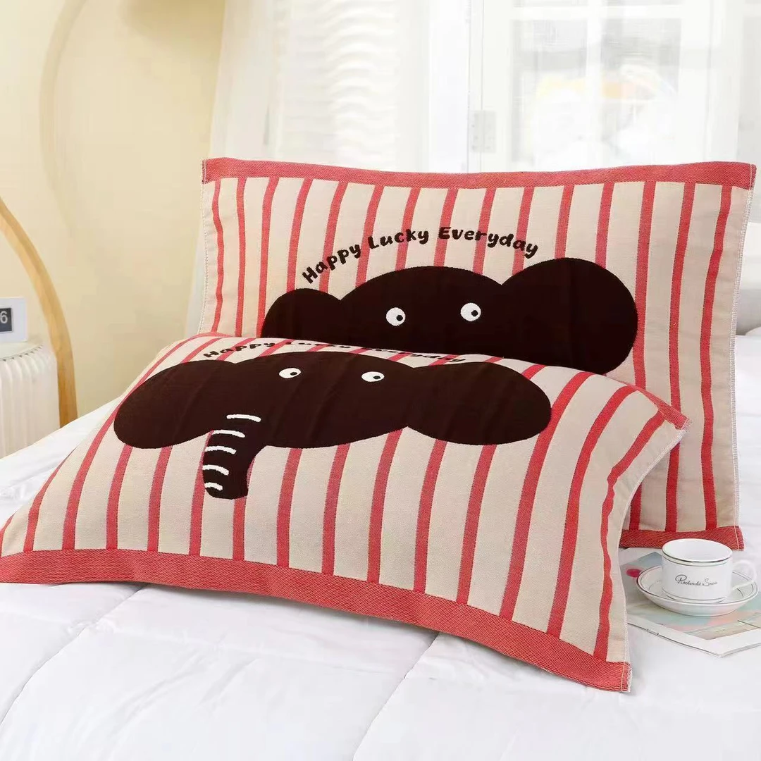 外贸纯棉棉纱布枕巾加大加厚成人情侣柔软枕头巾三层简约家用