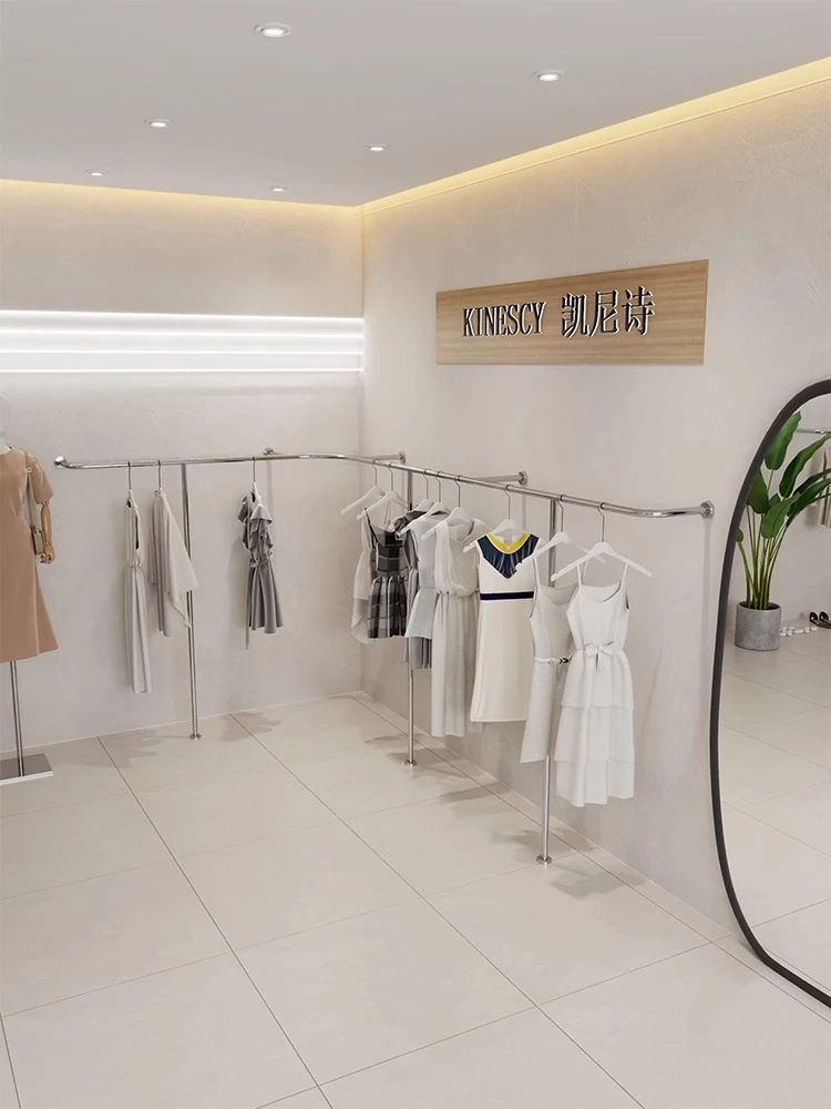 女装店专用T型衣架展示架定制批发服装店不锈钢货架展示挂衣架