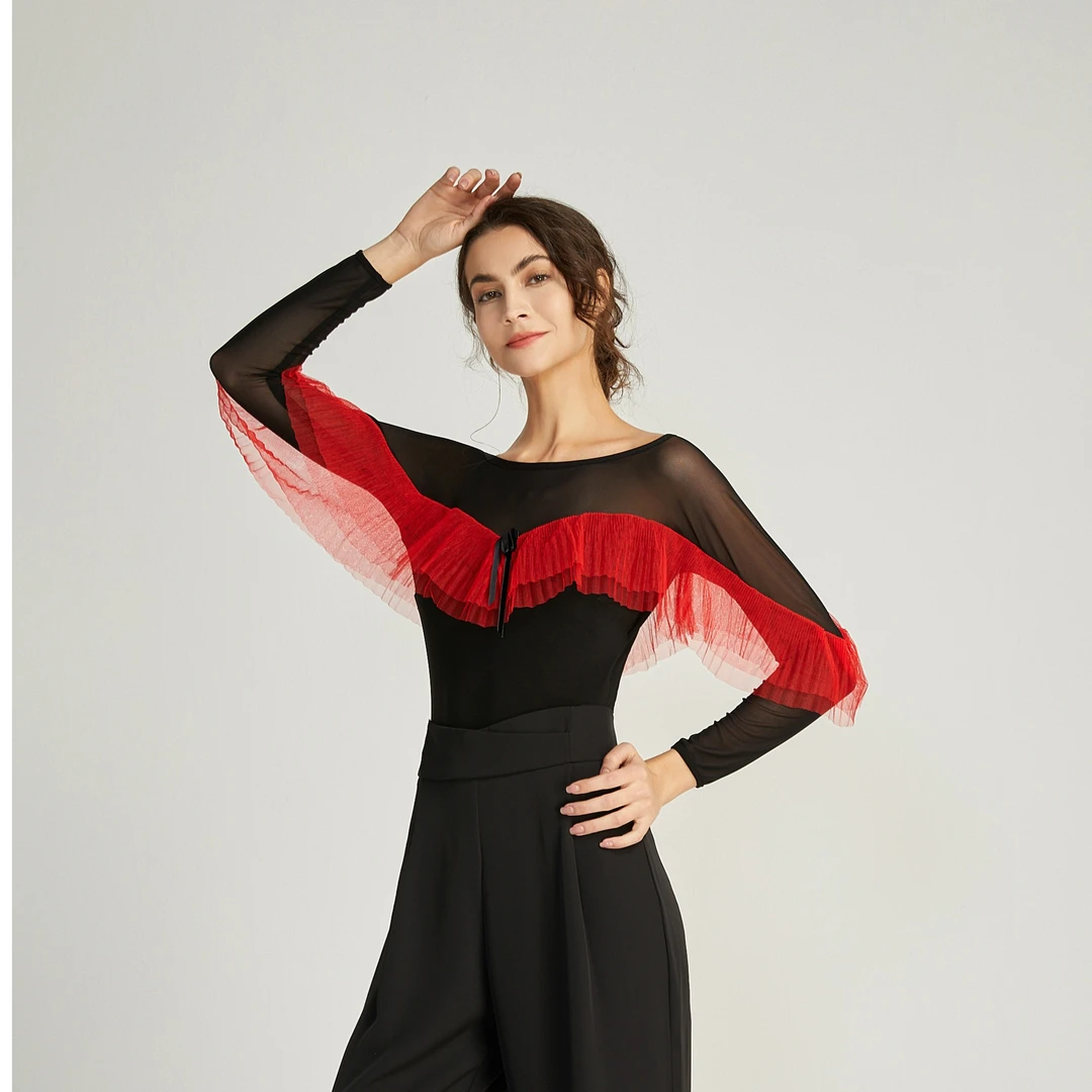 服装YHA摩登舞练习服长袖上衣女新款跳舞舞蹈服女款2025款网红款