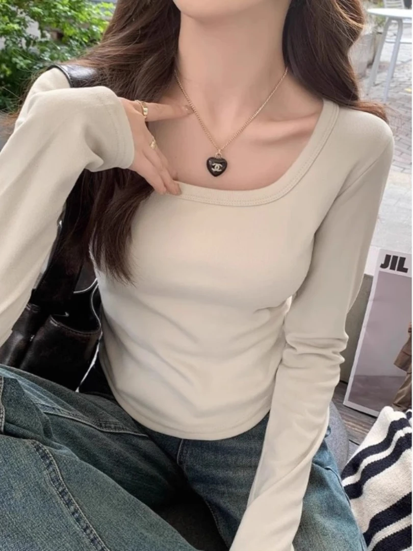 【8204】德绒打底衫2024新款胖mm内搭加厚加绒长袖T恤修身气质上衣