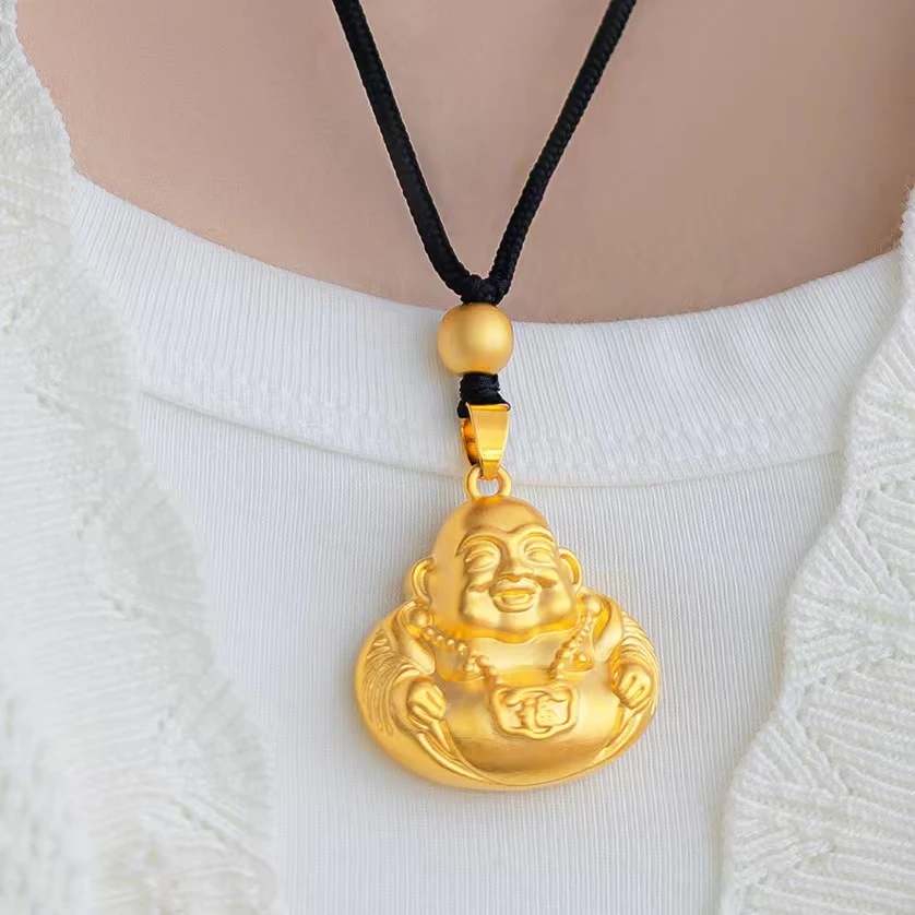 非金属布艺项链 新款精美潮流【镂空福字弥勒佛项链】经典时尚百搭