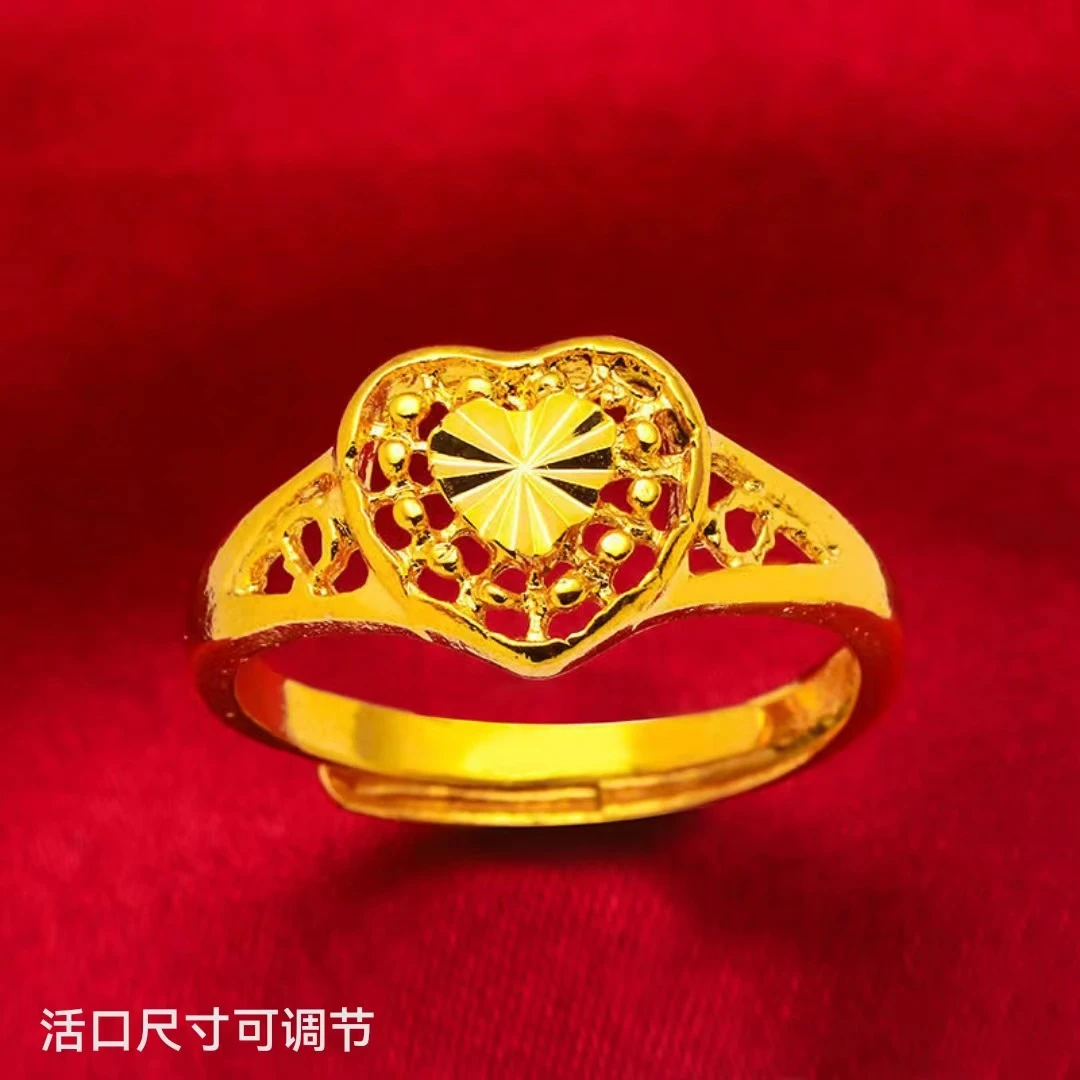 铜合金戒指 精美指环【镂空百搭爱心开口戒】时尚精美可调节女款