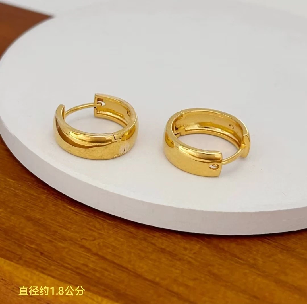 铜合金耳饰 时尚精美【光面大耳扣】气质时尚经典简约百搭首饰品