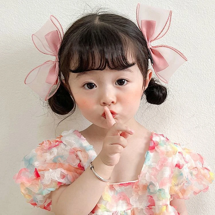 网纱蝴蝶结侧边对夹儿童韩版公主风女童宝宝发夹头饰可爱夏天夹子