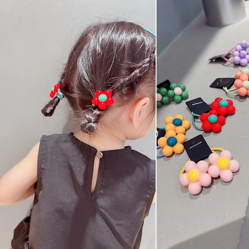 糖果色儿童小皮筋不伤发简约可爱小花女宝宝扎揪揪橡皮筋女童发饰