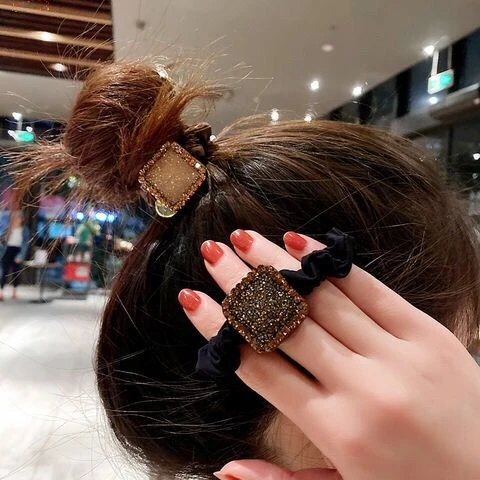 亚克力发饰  韩版东大门大肠圈发圈女网红气质简约头绳ins满钻扎