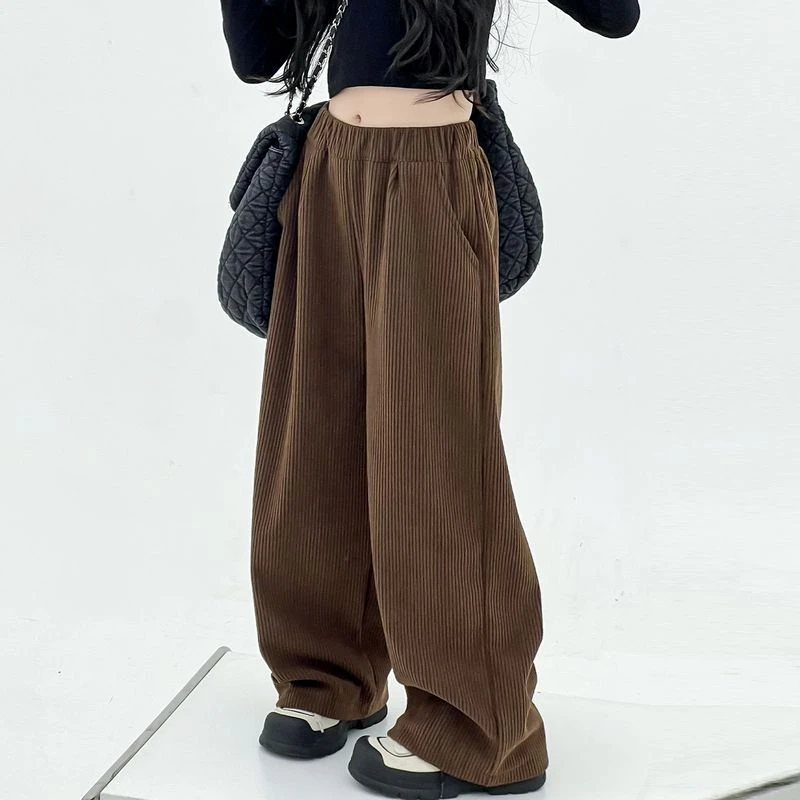 女童直筒裤2025新款儿童休闲裤宽松百搭春季童装中大童阔腿裤裤子