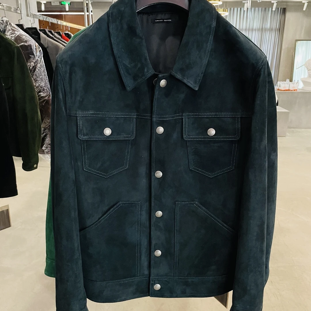 LA CALIFFA“性感总裁装束 莫奈青”  修身版 立体剪裁牛仔皮衣