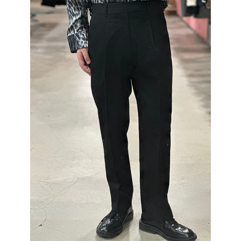 9900版“意式老钱静奢风 420G 100%精纺羊毛”笔挺 修身直筒裤男