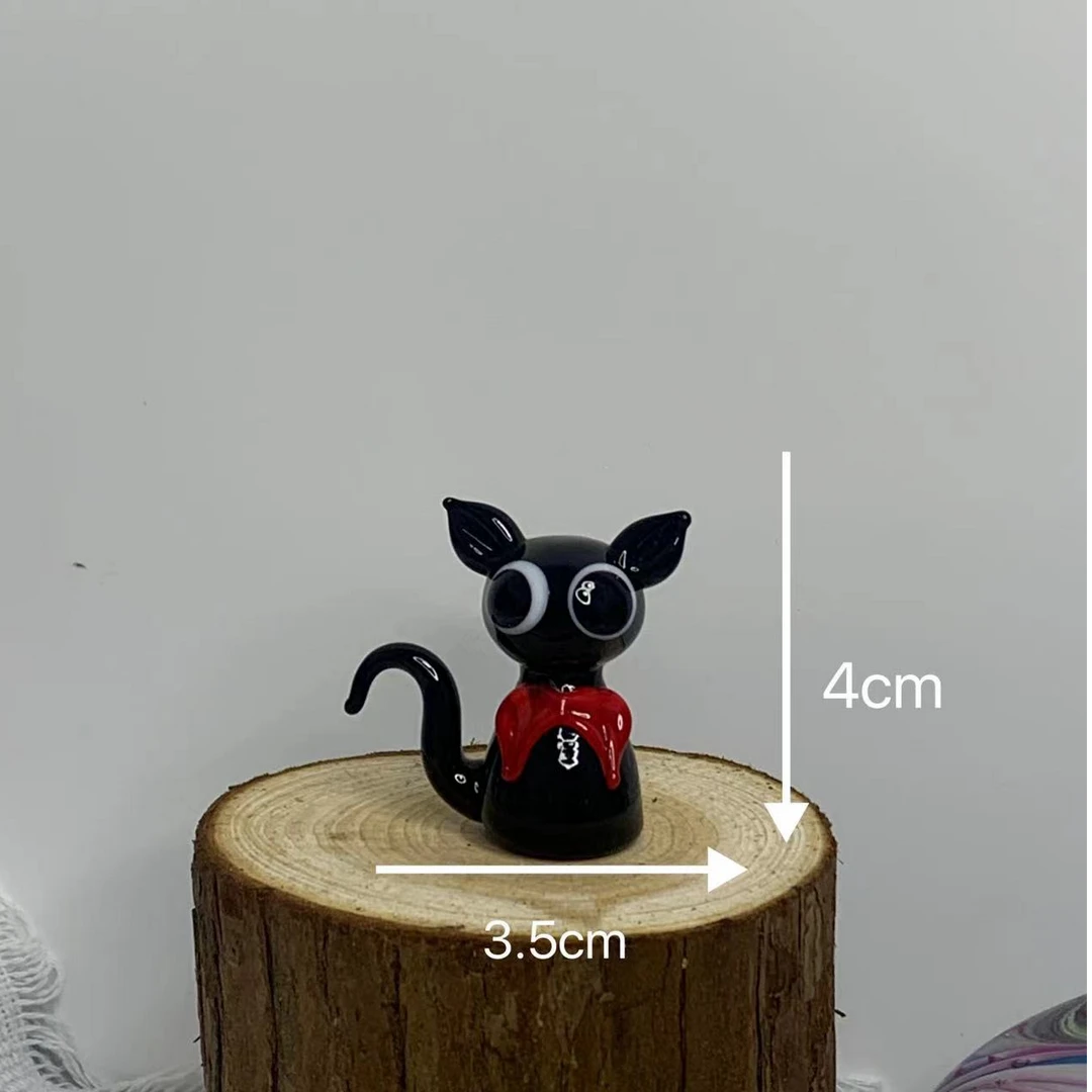 淄博非遗手工琉璃摆件小猫黑白猫
