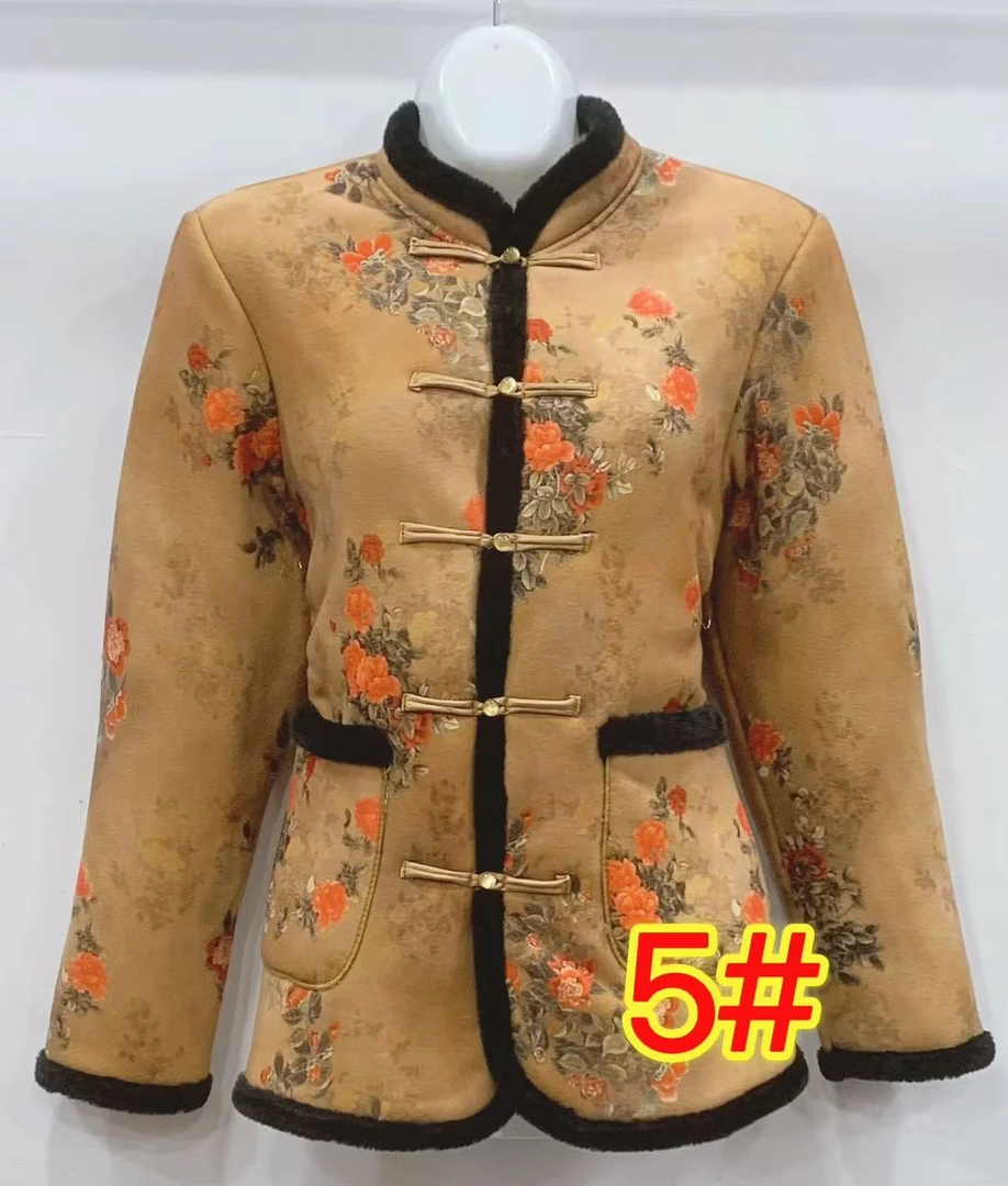 T鹿皮绒加厚国风棉袄