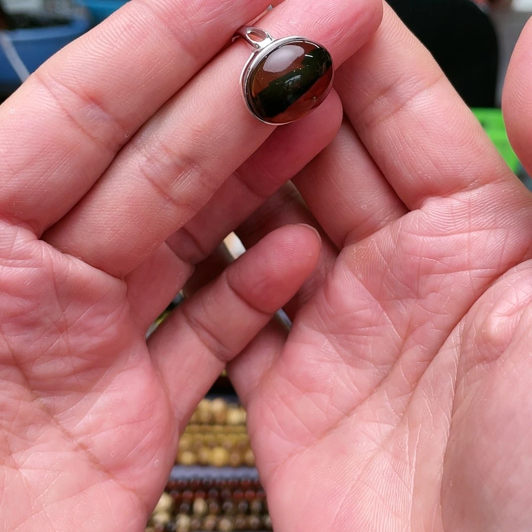 琥珀裸石未镶嵌墨**猫大