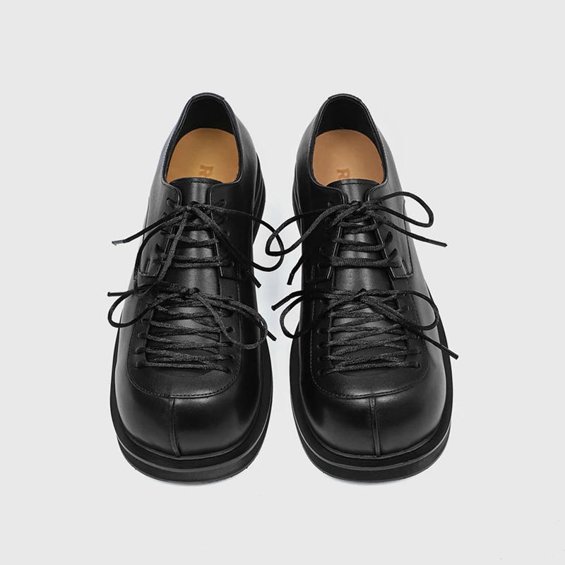 RZAAZ2024厚底增高米奇大头德比鞋圆头情侣款皮鞋男女日常通勤鞋