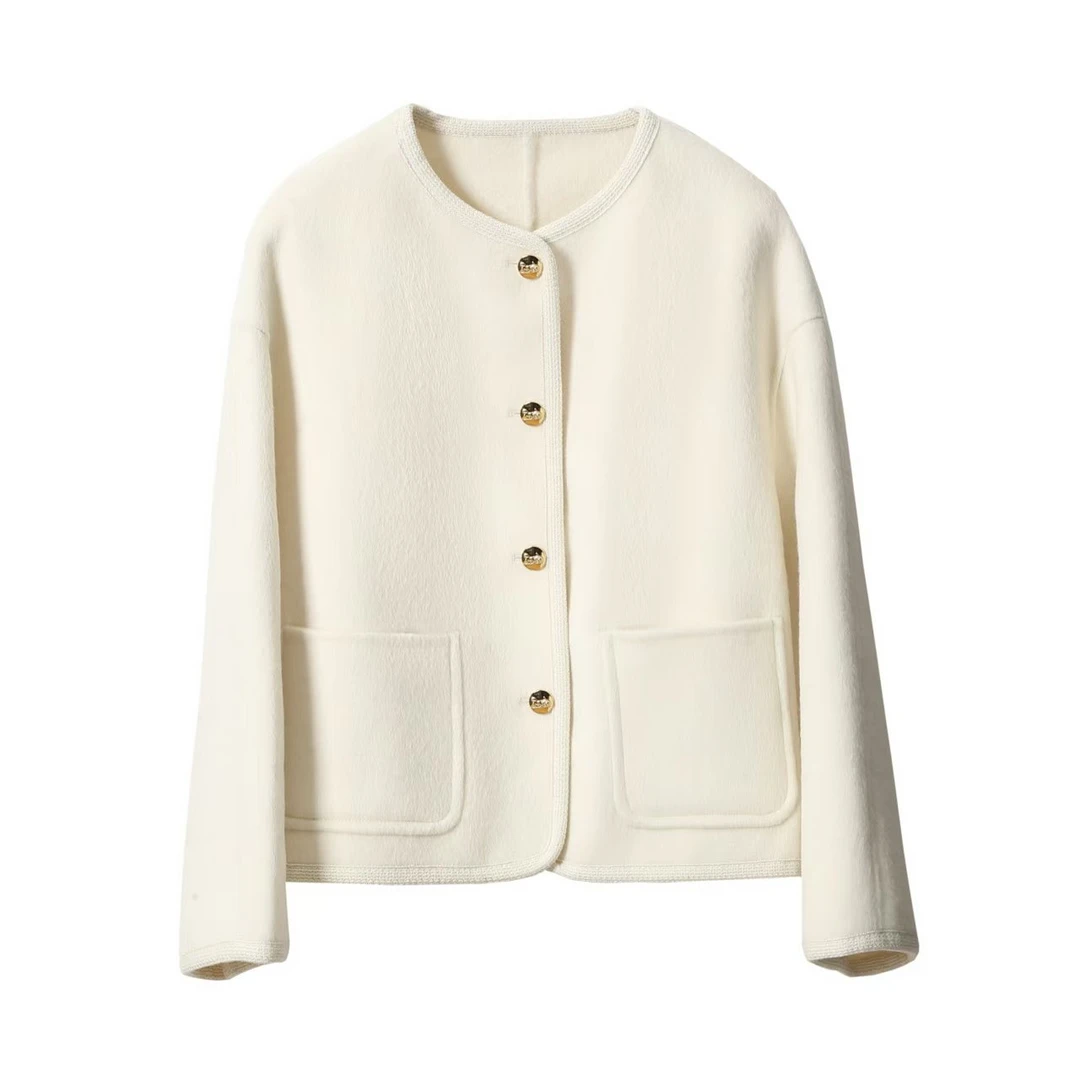 2025新款时尚气质小香风绵羊毛大衣外套866QX