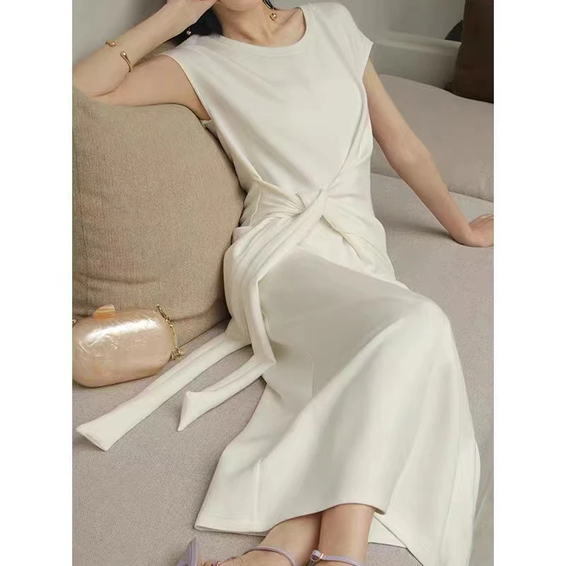 赫本风连衣裙茶歇法式约会甜美气质白色时尚夏季轻奢简约中长款88