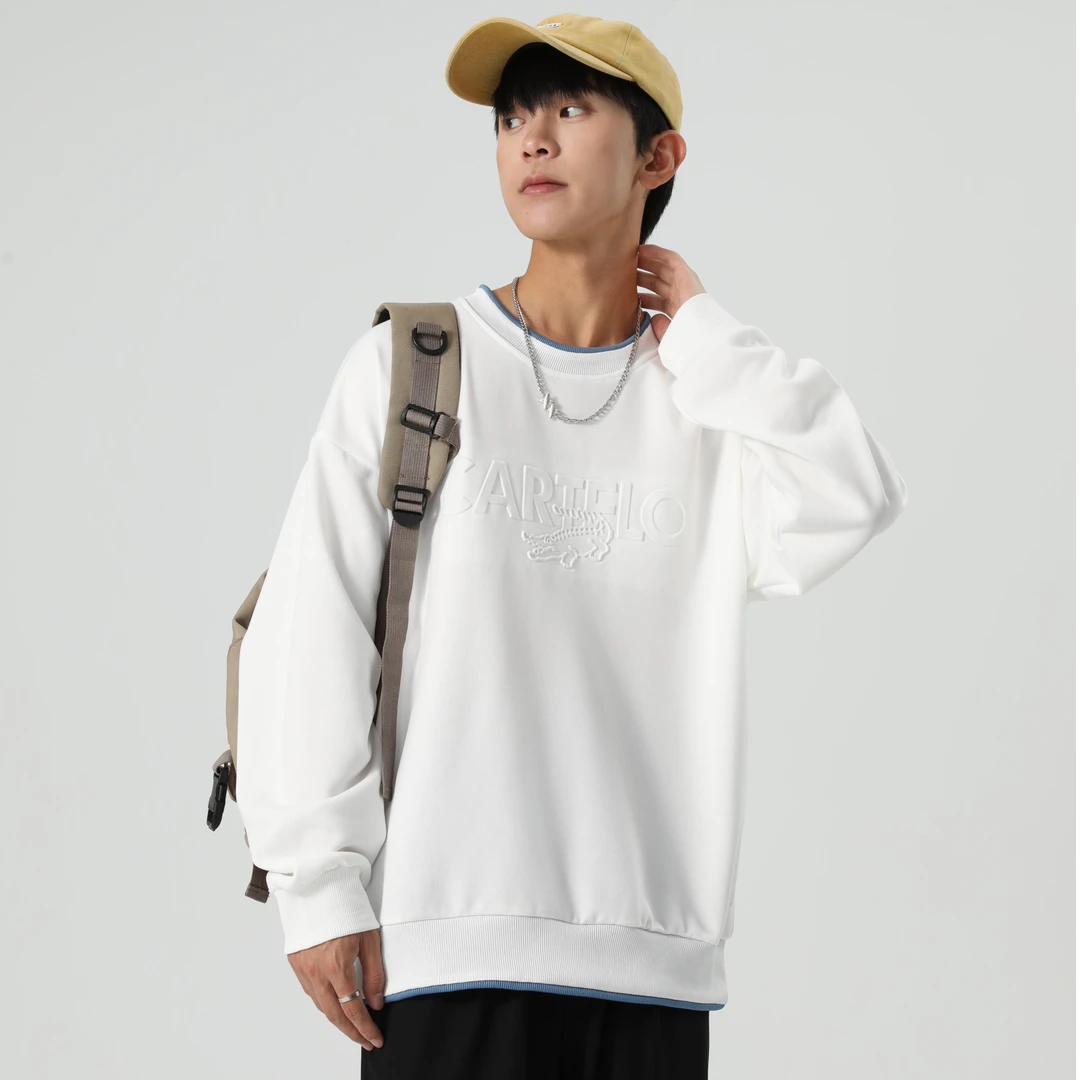 潮牌时尚钢印卫衣男女同款长袖宽松圆领百搭情侣潮流秋休闲T9908