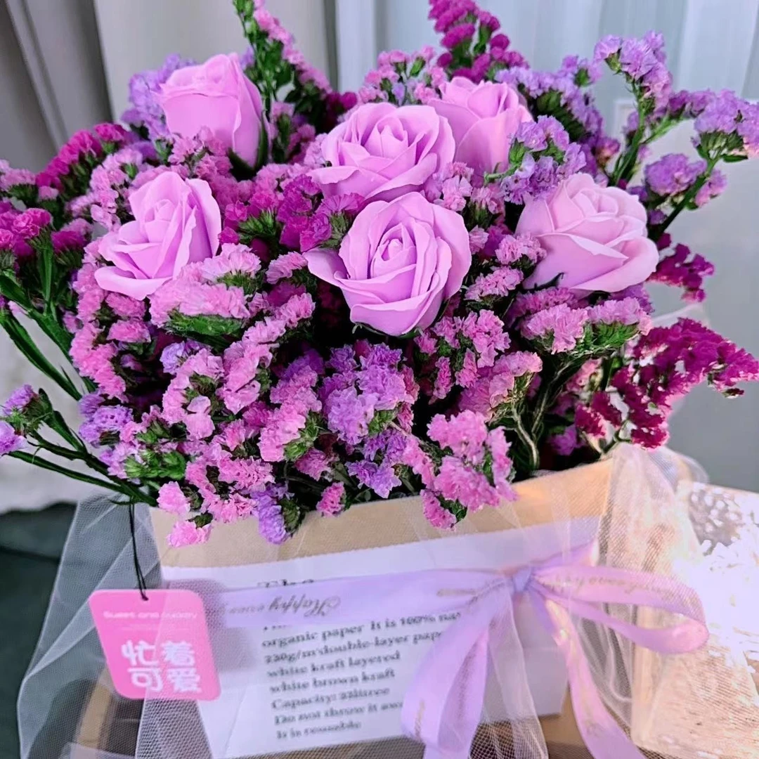 （3）抱抱桶勿忘我真花混搭花束鲜花花束生日花送人节日礼物女神节