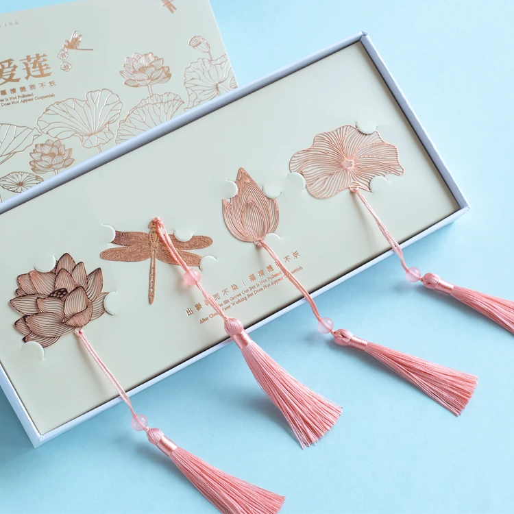 雄安礼物莲花书签套装高档高级精致