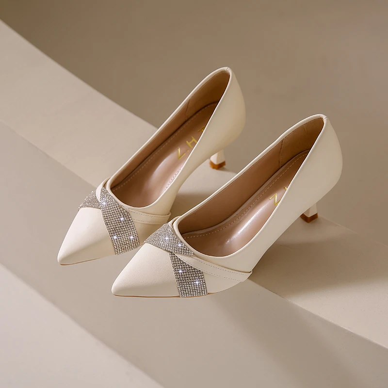 法式浅口高跟鞋女细跟气质名媛单鞋5CM法式小中跟上班设计感小众